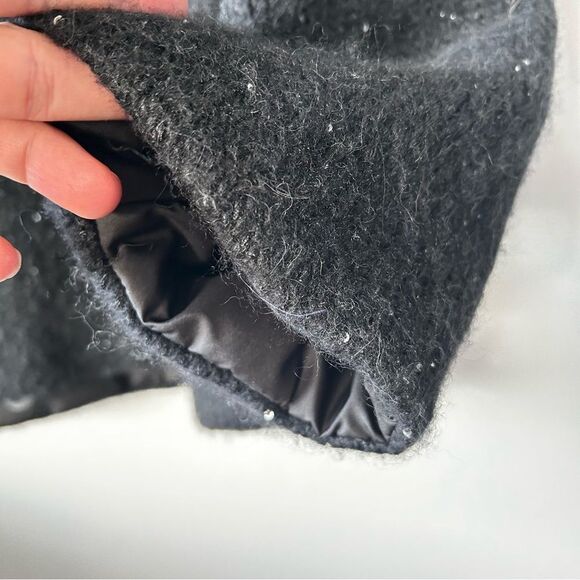 TONET Alpaca blend Black Hooded Zip-Up Reversible Jacket made In Italy - Picture 8 of 13